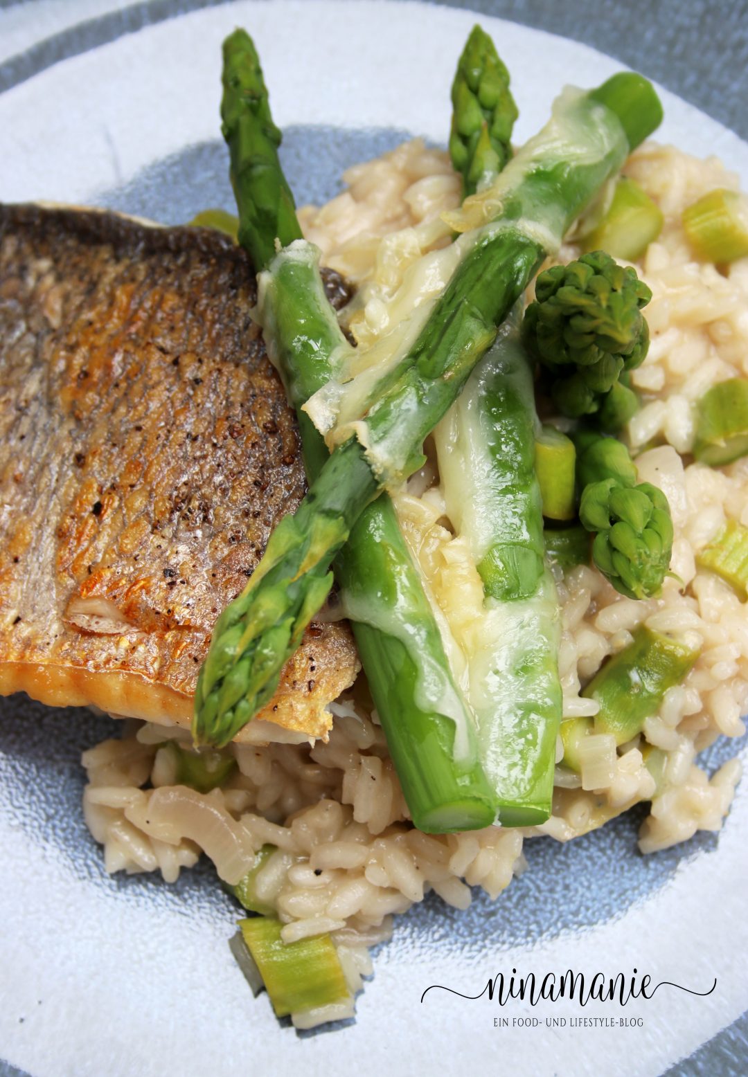 Risotto mit grünem Spargel, Tete de Moine und Zander - Ninamanie