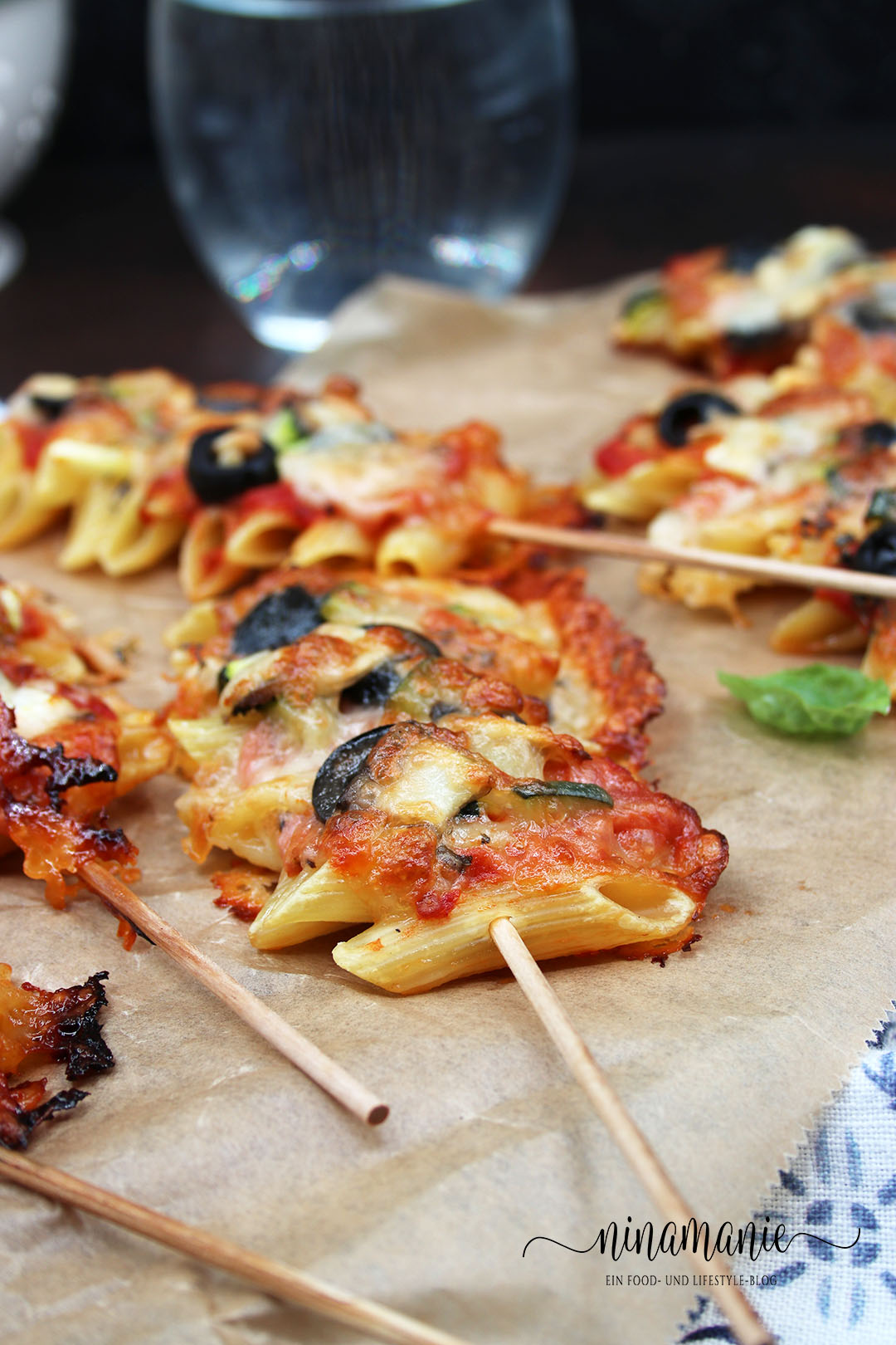 Überbackene Rigatoni-Spieße