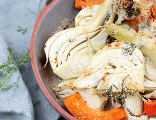 Gebackener Fenchel und Kürbis mit Parmesan