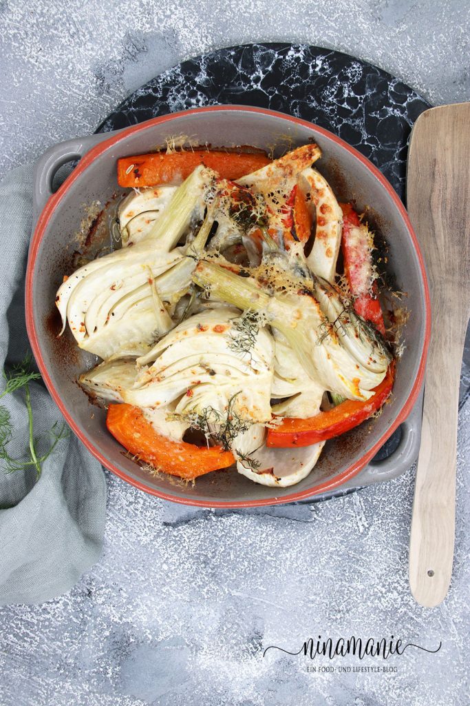 Gebackener Fenchel und Kürbis mit Parmesan