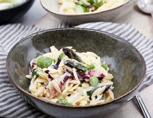 Risoni mit grünem Spargel, Fenchel und Mascarpone