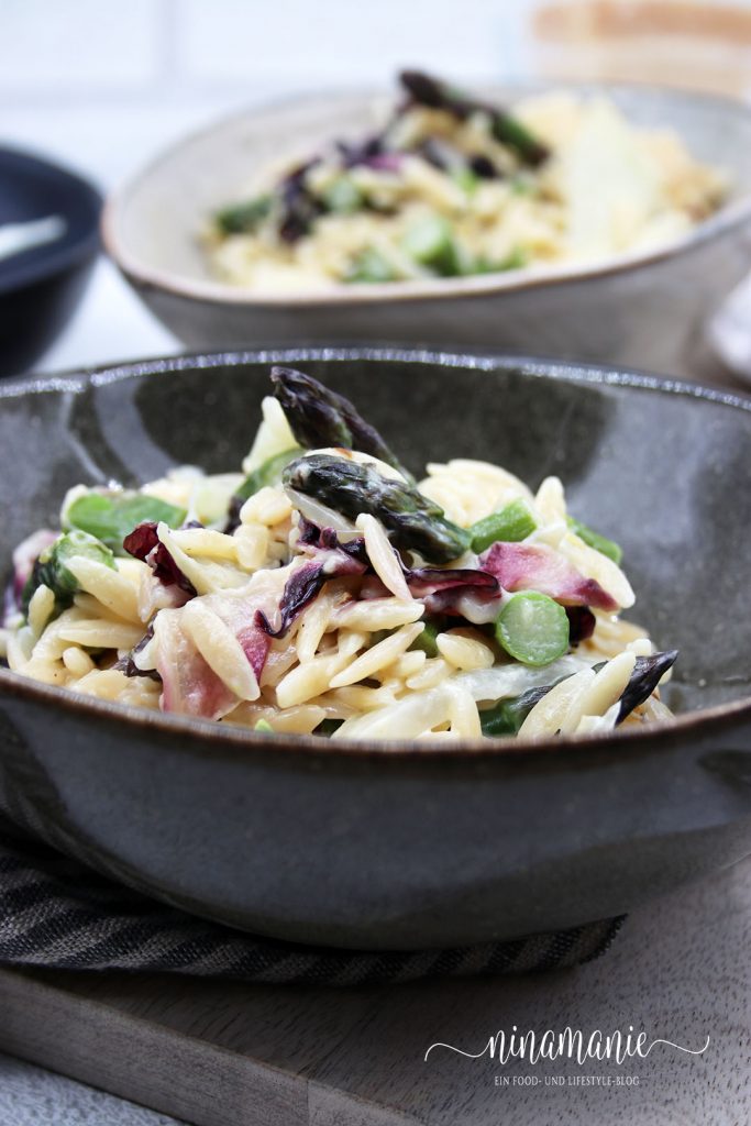 Risoni mit grünem Spargel, Fenchel und Mascarpone