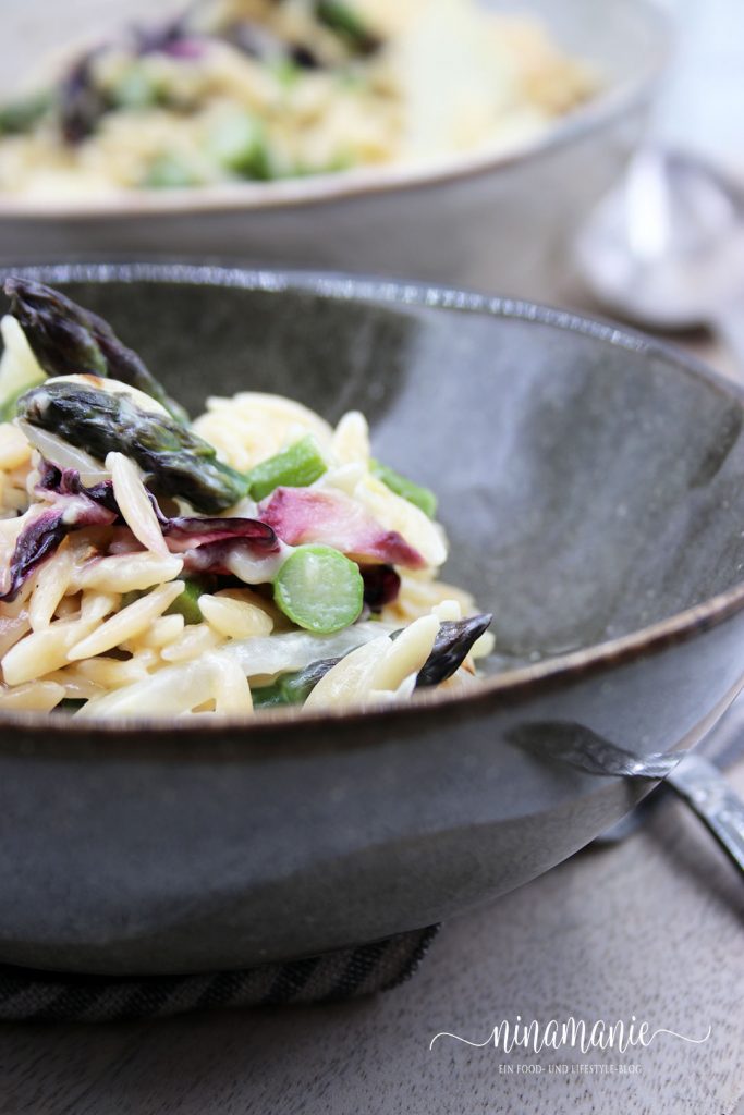 Risoni mit grünem Spargel, Fenchel und Mascarpone