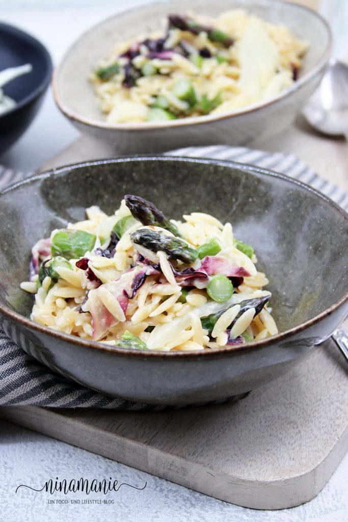 Risoni mit grünem Spargel, Fenchel und Mascarpone